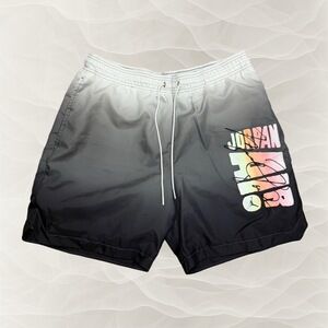 Jordan Shorts Mens Large Gradient‎ Drawstring Swim Trunks Mesh Liner Casual